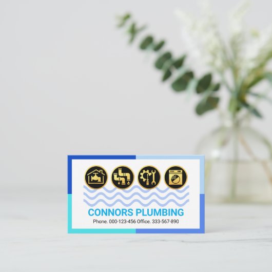 Blue Water Waves Frame Plumbing 名刺 (スタンド正面)