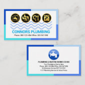 Blue Water Waves Frame Plumbing 名刺 (正面/裏面)