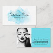 Blue WatercolorスタイリッシュスプラッシュMUA名刺 名刺 (正面/裏面)