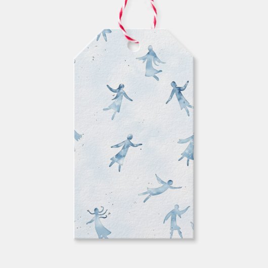 Blue Watercolor Abstract Silhouettes ギフトタグ (正面)