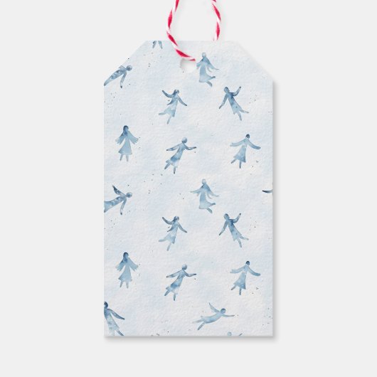 Blue Watercolor Abstract Silhouettes ギフトタグ (裏面)