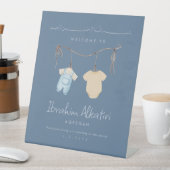 Blue Watercolor Aqeeqah Welcome Sign, Islamic Baby 台座サイン (インサイチュ)