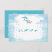 Blue Watercolor Baby Shawer RSVPカード (正面/裏面)