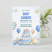 Blue Watercolor Baby Shower Invitation 招待状 (スタンド正面)