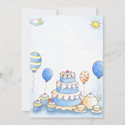 Blue Watercolor Baby Shower Invitation 招待状 (裏面)