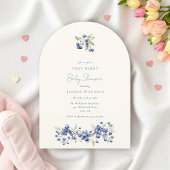 Blue Watercolor Berry Baby Shower Arch 招待状