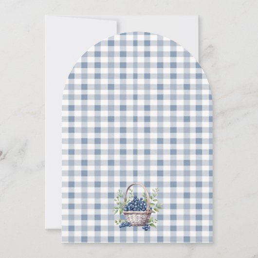 Blue Watercolor Berry First Birthday Party 招待状 (裏面)