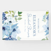 Blue Watercolor Botanical Custom Shower Welcome 横断幕 (横)