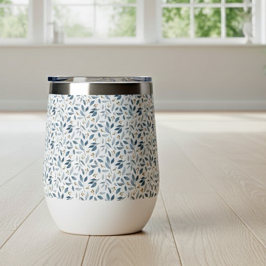 Blue Watercolor Botanical Pattern 