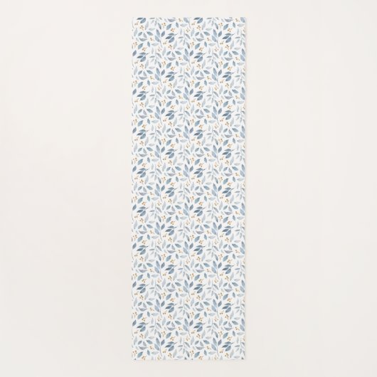 Blue Watercolor Botanical Pattern  ヨガマット (裏面)