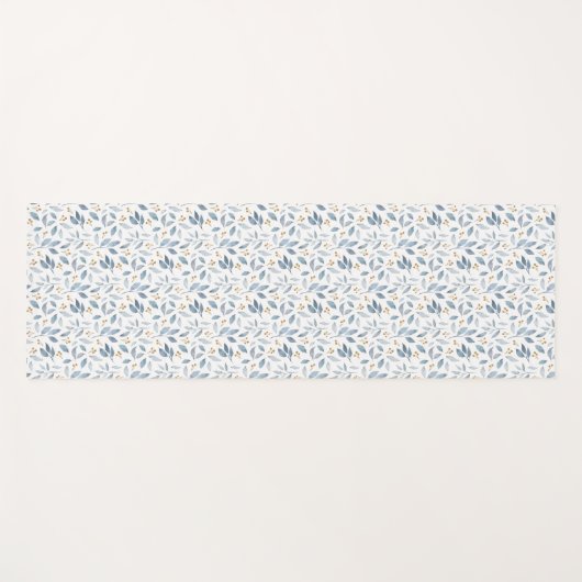 Blue Watercolor Botanical Pattern ヨガマット (正面(横))