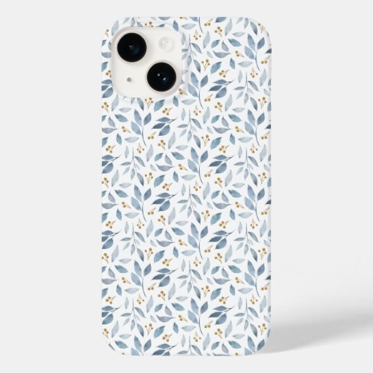 Blue Watercolor Botanical Pattern  Case-Mate iPhoneケース (裏面)