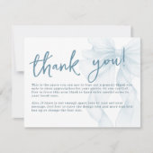 Blue Watercolor Bow Baby Shower Flat サンキューカード (正面)