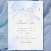 blue watercolor bow Thank You card 招待状
