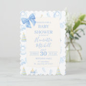 Blue Watercolor Boy Baby Shower Invitation 招待状 (スタンド正面)