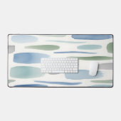 Blue Watercolor Brush Strokes Abstract デスクマット (キーボード&マウス)