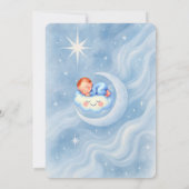 Blue Watercolor Celestial Baby Shower Little Star  招待状 (裏面)