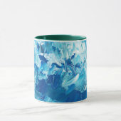 Blue Watercolor Coffee Mug with Green Handle マグカップ (中央)