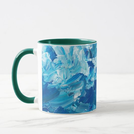 Blue Watercolor Coffee Mug with Green Handle マグカップ (左)