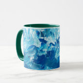Blue Watercolor Coffee Mug with Green Handle マグカップ (正面左)