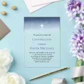 blue watercolor Confirmation boy アクリル招待状 (インサイチュ (ウェディング))