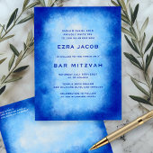 Blue Watercolor Custom  Bar Bat Mitzvah ポストカード