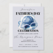 Blue Watercolor Dad's Hat and Sunglasses   招待状 (正面)