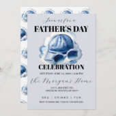 Blue Watercolor Dad's Hat and Sunglasses   招待状 (正面/裏面)