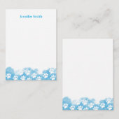 Blue Watercolor Dog Paw Personalized Stationery ノートカード (正面/裏面)