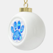 Blue Watercolor Dog Paw Print セラミックボールオーナメント (右)