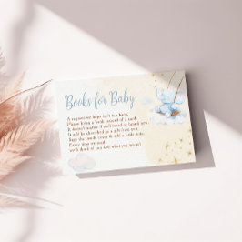 Blue Watercolor Elephant Books for Baby Shower エンクロージャーカード