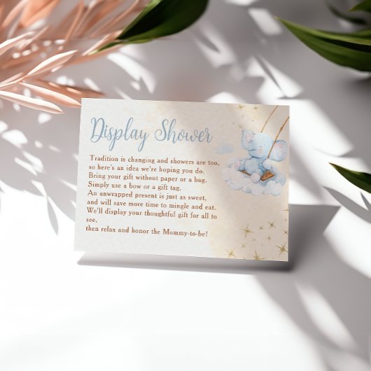 Blue Watercolor Elephant Display Shower エンクロージャーカード