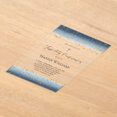  blue watercolor First Communion  アクリル招待状 (レイダウン)