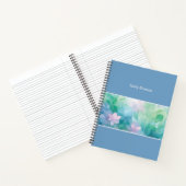 Blue Watercolor Floral Custom Name Notebook ノートブック (内部)