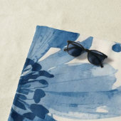 Blue Watercolor Floral Painted Botanical Whimsical ビーチタオル (インサイチュ)