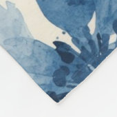 Blue Watercolor Floral Painted Botanical Whimsical フリースブランケット (角)