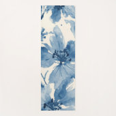 Blue Watercolor Floral Painted Botanical Whimsical ヨガマット (正面)