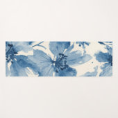 Blue Watercolor Floral Painted Botanical Whimsical ヨガマット (正面(横))