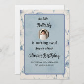 Blue Watercolor Floral Pattern  招待状 (正面/裏面)