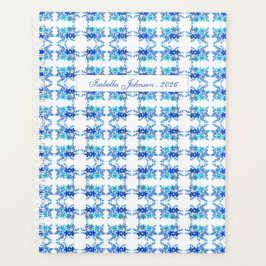 Blue Watercolor Floral Personalized Planner プランナー手帳