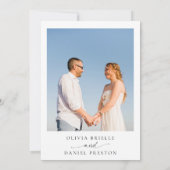 Blue Watercolor Floral Rings Elegant Photo Wedding 招待状 (裏面)