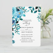 blue watercolor floral rustic wedding 招待状 (スタンド正面)
