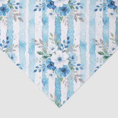 Blue Watercolor Floral Stripe Gift Wrapping 薄葉紙 (詳細)