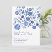 Blue Watercolor Floral Wedding Invitation 招待状 (スタンド正面)