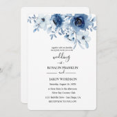 blue watercolor floral wedding Invitation 招待状 (正面/裏面)