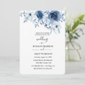 blue watercolor floral wedding Invitation 招待状 (スタンド正面)