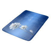 Blue Watercolor Flowers Bath Mat バスマット (アングル)