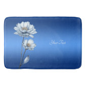 Blue Watercolor Flowers Bath Mat バスマット (正面)