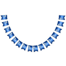 Blue Watercolor Flowers Bunting Flag バンティングフラッグ