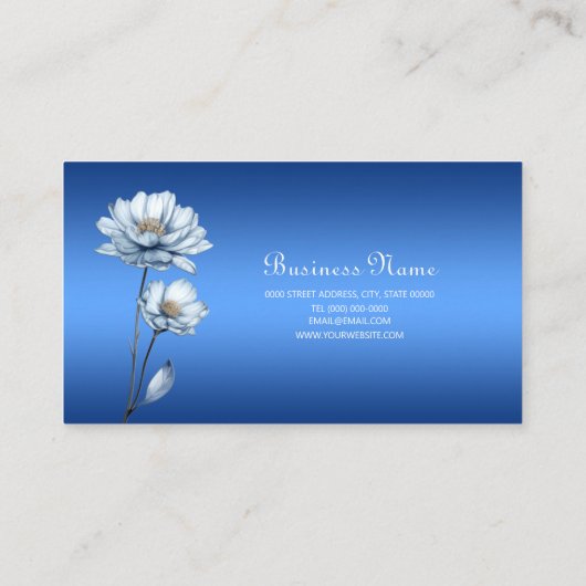 Blue Watercolor Flowers Business Card 名刺 (裏面)